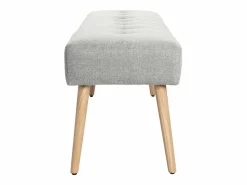 Sale Banco nórdico capitoné de tela efecto aterciopelado texturizado y madera clara 130 cm GUESTA Banco Y Pie De Cama|Banco Y Pie De Cama