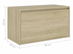 Outlet Banco pasillo madera de ingeniería roble Sonoma 80x40x45 cm Zapatero|Mueble De Almacenaje