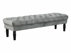 Hot Vente-unique Banco pie de cama barroco de terciopelo RINALDO Gris