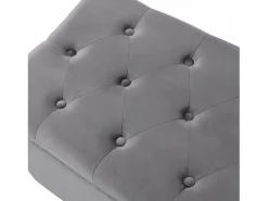 Discount Banco tapizado con almacenaje - estructura de madera - terciopelo 138x41x42 cm Gris