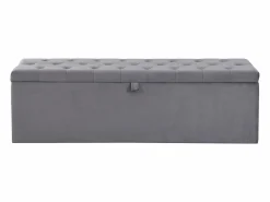 Discount Banco tapizado con almacenaje - estructura de madera - terciopelo 138x41x42 cm Gris