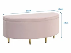 Discount OKWISH Banco tapizado 90x40x42 cm con almacenaje de terciopelo - Rosa
