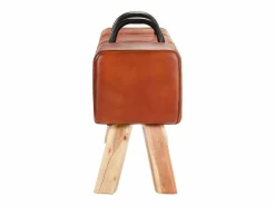 Discount Banco Turnbock vintage con asas de cuero de cabra auténtico ES810317 Banco Y Pie De Cama|Banco Y Pie De Cama
