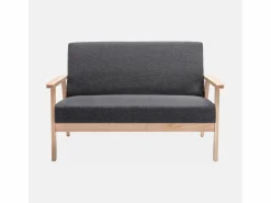 Sale Sweeek Banco y sillón de madera y tela, 3 plazas oscuro Gris