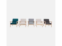 Sale Sweeek Banco y sillón de madera y tela, 3 plazas oscuro Gris