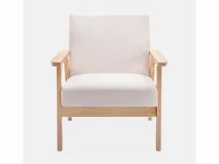 Discount Sweeek Banco y sillón de madera y tela, 3 plazas Beige