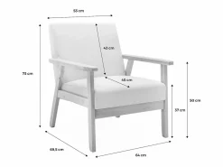 Discount Sweeek Banco y sillón de madera y tela, 3 plazas Beige