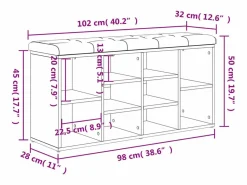 vidaxl Banco zapatero 102x32x50 cm madera de ingeniería