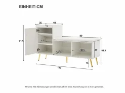 Sale Merax Banco zapatero con 1 puerta, 2 nichos y cojín - patas y tiradores de metal dorado - - 120 x 35 x 68,5 cm Blanco