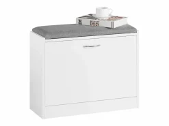 Banco Zapatero con 1 Solapa Banco de almacenamianto con cojín Acolchado de Asiento 60 x 24 x 47 cm FSR16-K-W ES Zapatero|Mueble De Almacenaje