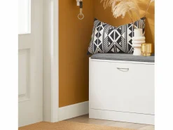 Banco Zapatero con 1 Solapa Banco de almacenamianto con cojín Acolchado de Asiento 60 x 24 x 47 cm FSR16-K-W ES Zapatero|Mueble De Almacenaje