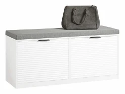 Sobuy Banco Zapatero con 2 Solapas Armario Multifuncional para Entrada con Acolchado Cojín 105 x 35 x 48 cm FSR147-W ES