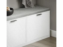 Sobuy Banco Zapatero con 2 Solapas Armario Multifuncional para Entrada con Acolchado Cojín 105 x 35 x 48 cm FSR147-W ES