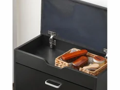 Hot Sobuy Banco Zapatero con 1 Solapa para Entrada Banco de Almacenamianto con Cojín Acolchado de Asiento 60 x 30 x 50 cm FSR95-SCH ES Negro
