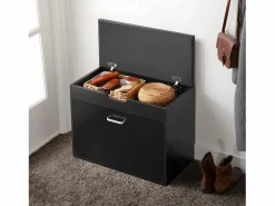 Hot Sobuy Banco Zapatero con 1 Solapa para Entrada Banco de Almacenamianto con Cojín Acolchado de Asiento 60 x 30 x 50 cm FSR95-SCH ES Negro