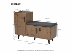 OKWISH Banco zapatero de 100 cm, 3 puertas, asiento acolchado, almacenaje multinivel, tiradores asimétricos