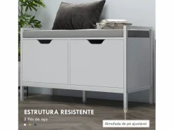 Hot Banco zapatero Flow asiento + 2 compartimentos 50x84x35 cm Zapatero