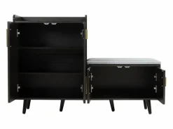 Banco zapatero moderno con 4 puertas y cojín - patas y tiradores de metal - color - 120 x 34 x 82 cm Zapatero|Mueble De Almacenaje