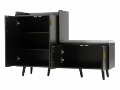 Banco zapatero moderno con 4 puertas y cojín - patas y tiradores de metal - color - 120 x 34 x 82 cm Zapatero|Mueble De Almacenaje