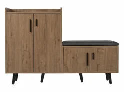 Hot Banco zapatero moderno con 4 puertas y cojín - patas y tiradores de metal - color natural - 120 x 34 x 82 cm Zapatero|Mueble De Almacenaje