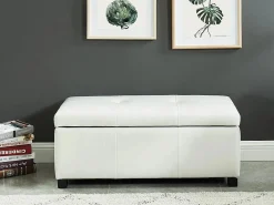Outlet Vente-unique Banco-baúl de piel sintética color FILIPPO Blanco