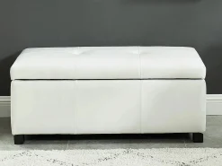 Outlet Vente-unique Banco-baúl de piel sintética color FILIPPO Blanco