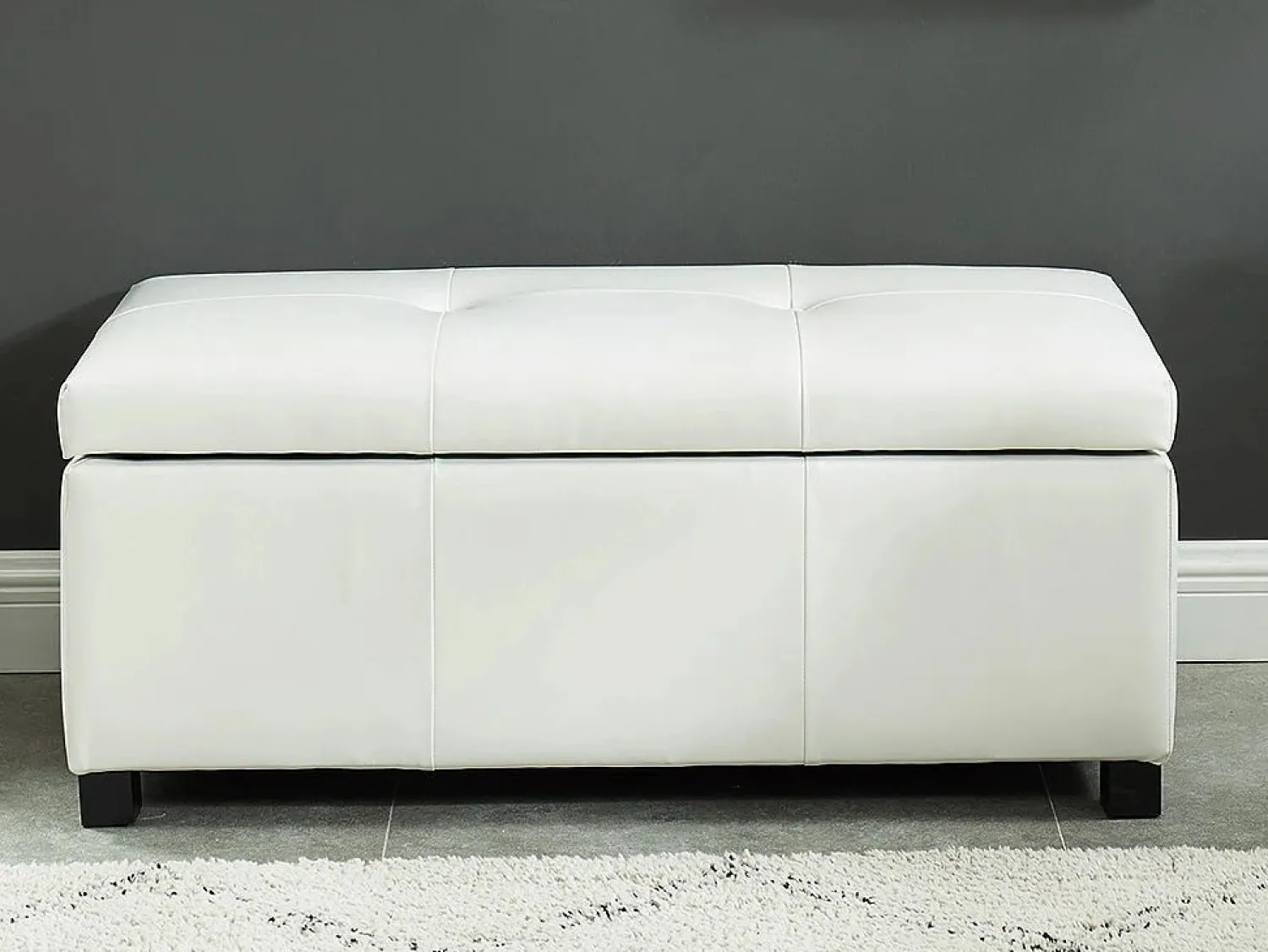 Outlet Vente-unique Banco-baúl de piel sintética color FILIPPO Blanco