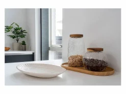 ebuy24 Bandeja de cerámica blanca 30,5 x 20 cm