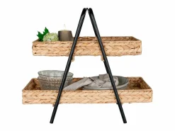 Sale Bandeja de jacinto de agua y metal en y madera 42 x 23 x 43.5 cm Presentación Y Servicio
