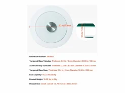 Sale Bandeja Giratoria Redonda SucceBuy para Mesa, 51 cm, Bandeja de Servicio Giratoria 360°, Centro de Mesa de Comedor de Vidrio Templado , para Banquetes Transparente