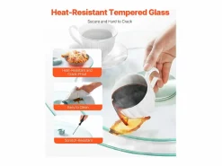 Sale Bandeja Giratoria Redonda SucceBuy para Mesa, 51 cm, Bandeja de Servicio Giratoria 360°, Centro de Mesa de Comedor de Vidrio Templado , para Banquetes Transparente