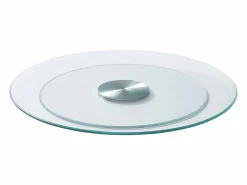 Sale Bandeja Giratoria Redonda SucceBuy para Mesa, 51 cm, Bandeja de Servicio Giratoria 360°, Centro de Mesa de Comedor de Vidrio Templado , para Banquetes Transparente