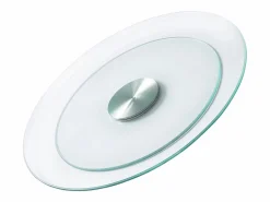Sale Bandeja Giratoria Redonda SucceBuy para Mesa, 51 cm, Bandeja de Servicio Giratoria 360°, Centro de Mesa de Comedor de Vidrio Templado , para Banquetes Transparente