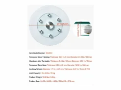 Bandeja Giratoria Redonda SucceBuy para Mesa, 61 cm, Bandeja de Servicio Giratoria 360°, Centro de Mesa de Comedor de Vidrio Templado con 6 Ruedas, para Banquetes
