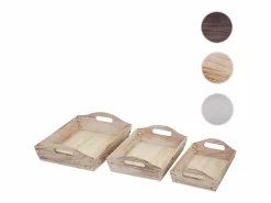 Outlet Bandeja -C50 Shabby look (juego de 3), marrón natural Presentación Y Servicio