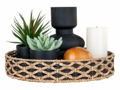 House Nordic Bandeja redonda en Sea Black and Brown Rush Ø 38 cm