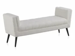 Best Banqueta tapizada blanca con patas madera negras Banco Y Pie De Cama|Banco Y Pie De Cama