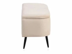 New Banqueta-baul tapizada con tejido aterciopelado beig y patas metal Banco Y Pie De Cama|Banco Y Pie De Cama