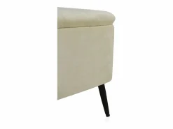 New Banqueta-baul tapizada con tejido aterciopelado beig y patas metal Banco Y Pie De Cama|Banco Y Pie De Cama