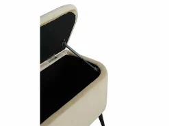 New Banqueta-baul tapizada con tejido aterciopelado beig y patas metal Banco Y Pie De Cama|Banco Y Pie De Cama