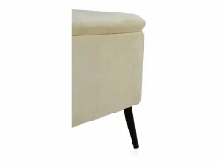 New Banqueta-baul tapizada con tejido aterciopelado beig y patas metal Banco Y Pie De Cama|Banco Y Pie De Cama