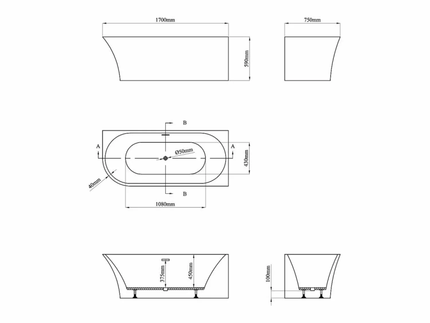Best Baño de esquina derecho - 228 L - 170 x 75 x 59 cm - - Acrílico - PONTICOLA Bañera Rinconera