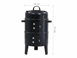 Clearance vidaxl Barbacoa ahumador de carbón 3 en 1 40x80 cm Negro