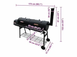 vidaxl Barbacoa ahumadora Nevada XL negra