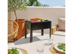 Barbacoa con parrilla negro 35x24x35 cm 35.5X25X35.5 CM Transparente