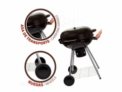 Online Barbacoa de carbón Aktive con tapa+ruedas Ø57x86 cm Barbacoa