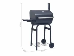 Discount vidaxl Barbacoa de carbón con ahumador y estante inferior Negro