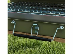 Hot Barbacoa de carbón de mesa con rejilla y asa, acero inoxidable, , para jardín y picnic (47x30x28 cm) Verde