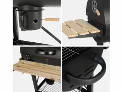 Sweeek Barbacoa de carbón, parrilla y ahumador americano, ruedas y estantes