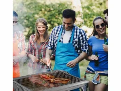 AHD Barbacoa de carbón y leña de acero portátil con parrilla Oak Multicolor